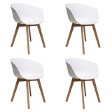 Dining room chairs - Set of 4 Dining room chairs Herning Scandinavian White - Plastic and Beech wood - Dimehouse