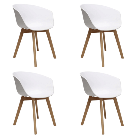 Dining room chairs - Set of 4 Dining room chairs Herning Scandinavian White - Plastic and Beech wood - Dimehouse