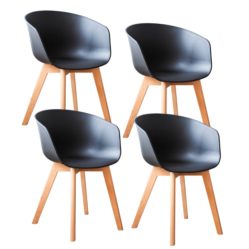 Dining room chairs - Set of 4 Herning dining room chairs Scandinavian Black - Plastic and Beech wood - Dimehouse