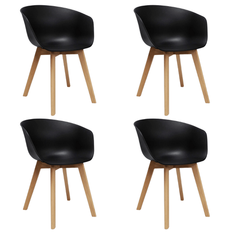 Dining room chairs - Set of 4 Herning dining room chairs Scandinavian Black - Plastic and Beech wood - Dimehouse