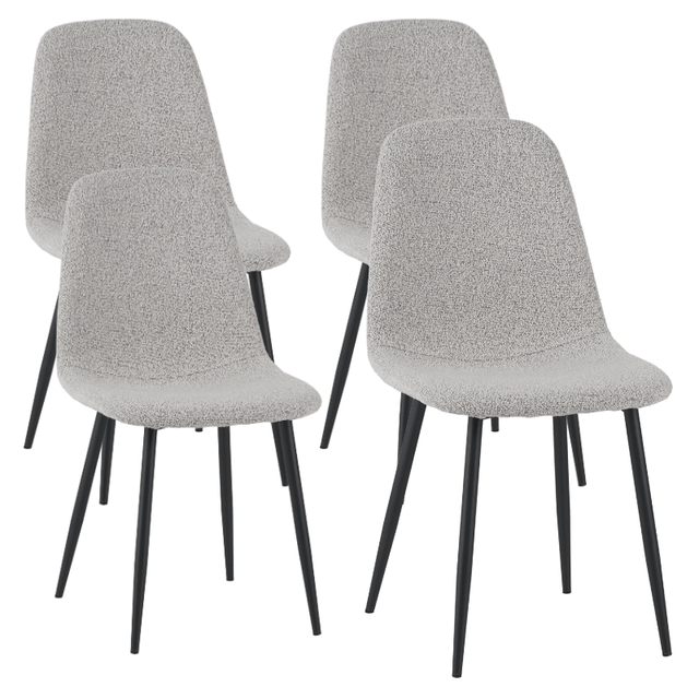 Dining room chairs - Set of 4 Scandinavian Dining room chairs Natural Melange Bouclé Fabric Swift - Without Armrests - Dimehouse