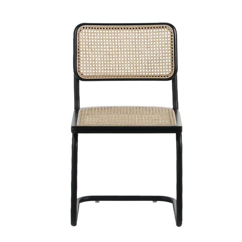 Dining room chair - Tubular frame dining room chair Vester black metal with bamboo webbing - Without Armrests - Dimehouse