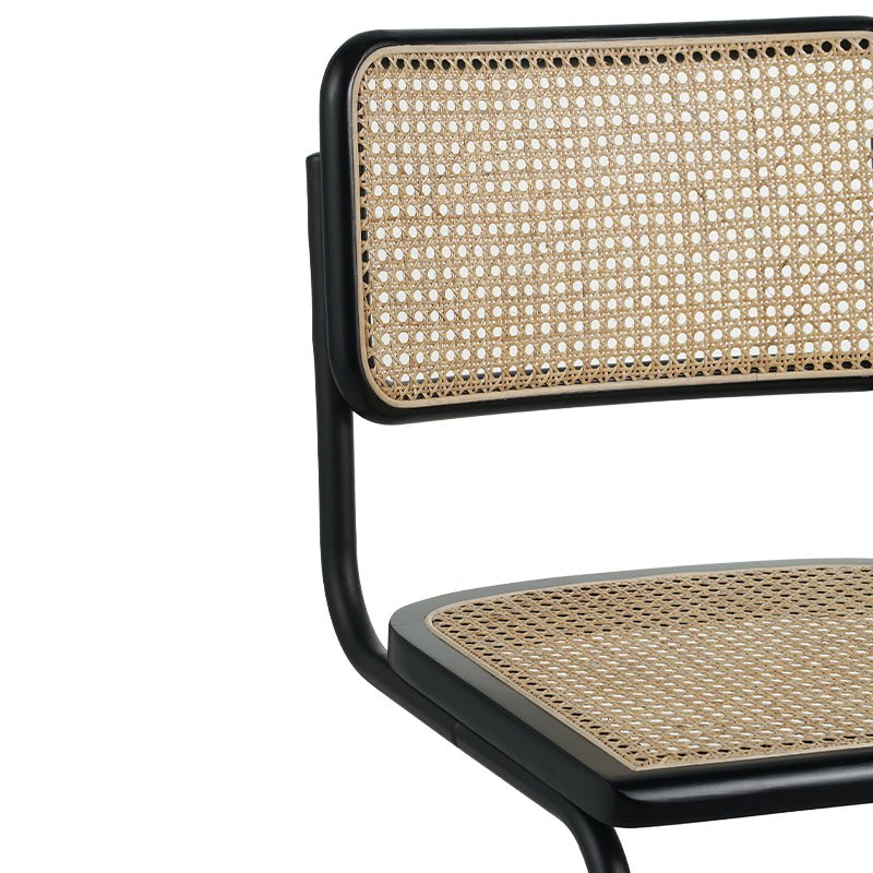 Dining room chair - Tubular frame dining room chair Vester black metal with bamboo webbing - Without Armrests - Dimehouse