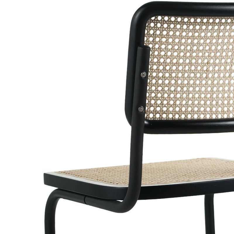 Dining room chair - Tubular frame dining room chair Vester black metal with bamboo webbing - Without Armrests - Dimehouse