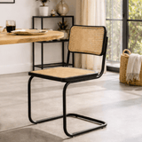 Dining room chair - Tubular frame dining room chair Vester black metal with bamboo webbing - Without Armrests - Dimehouse