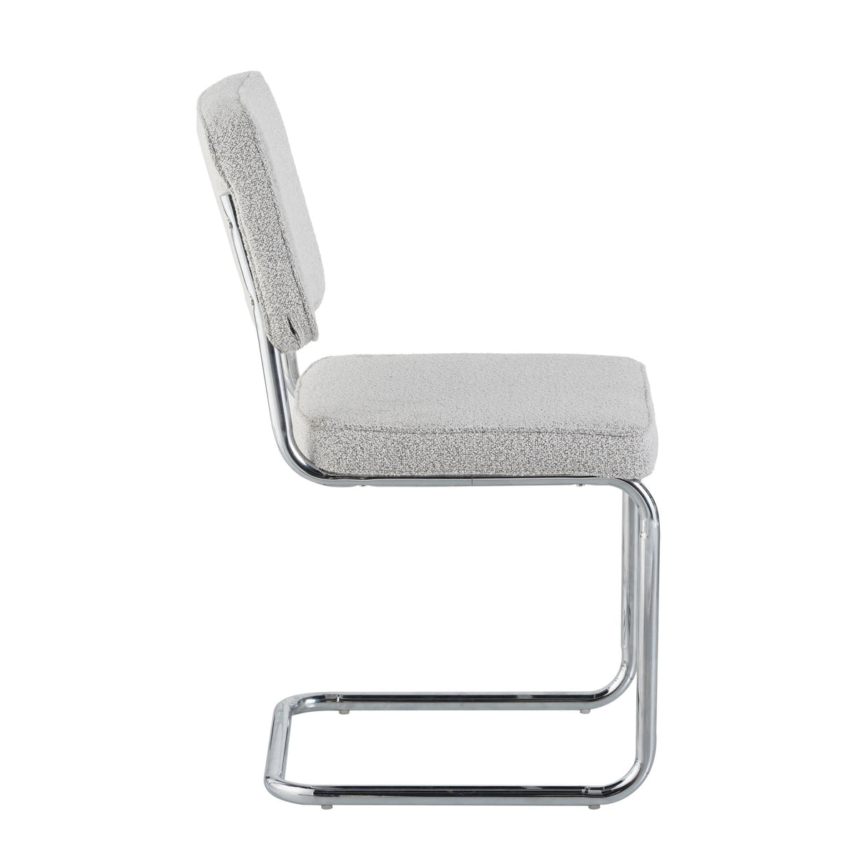 Dining room chairs - Modern Dining room chair Gray Bouclé Fabric Sway - Chrome Frame - Without Armrests - Dimehouse
