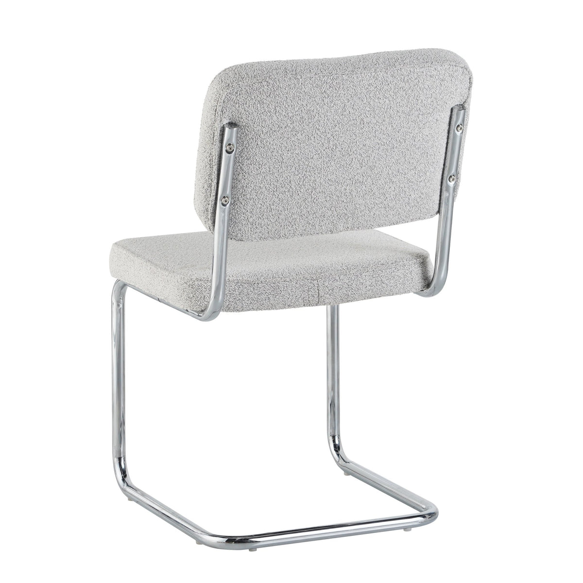 Dining room chairs - Modern Dining room chair Gray Bouclé Fabric Sway - Chrome Frame - Without Armrests - Dimehouse