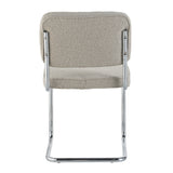 Dining room chairs - Modern Dining room chair Sand color Bouclé Fabric Sway - Chrome Frame - Without Armrests - Dimehouse