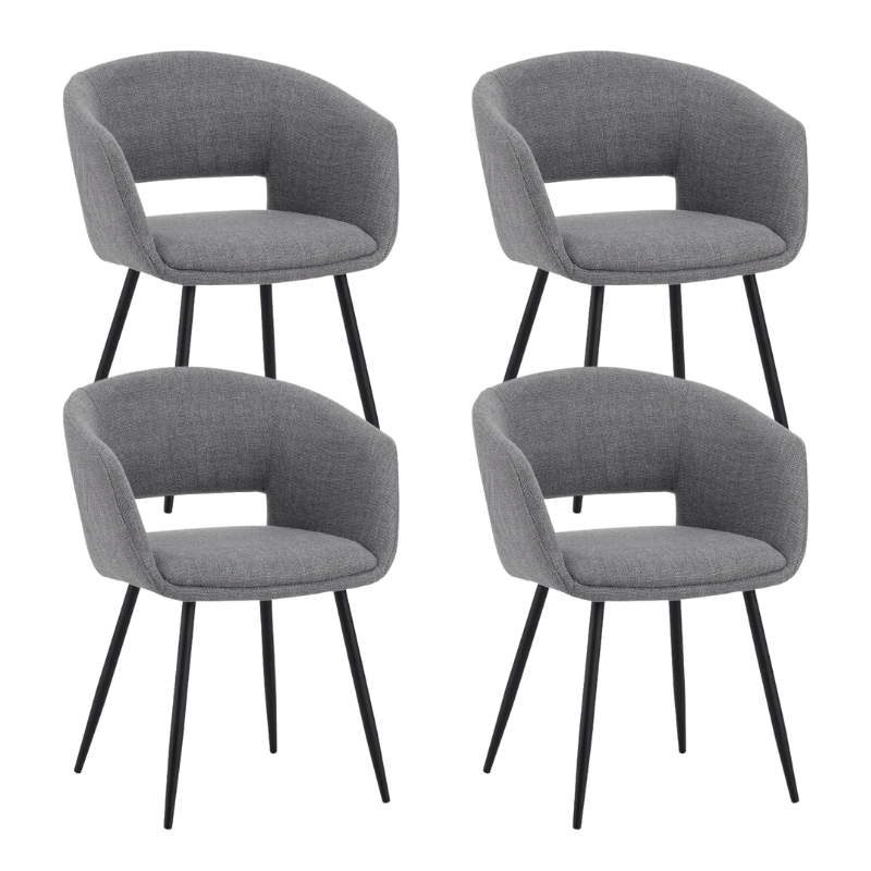 Dining room chairs - Set of 4 Scandinavian Dining room chairs Don Gray Fabric Cup shape - With Armrests - Dimehouse