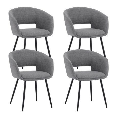 Dining room chairs - Set of 4 Scandinavian Dining room chairs Don Gray Fabric Cup shape - With Armrests - Dimehouse