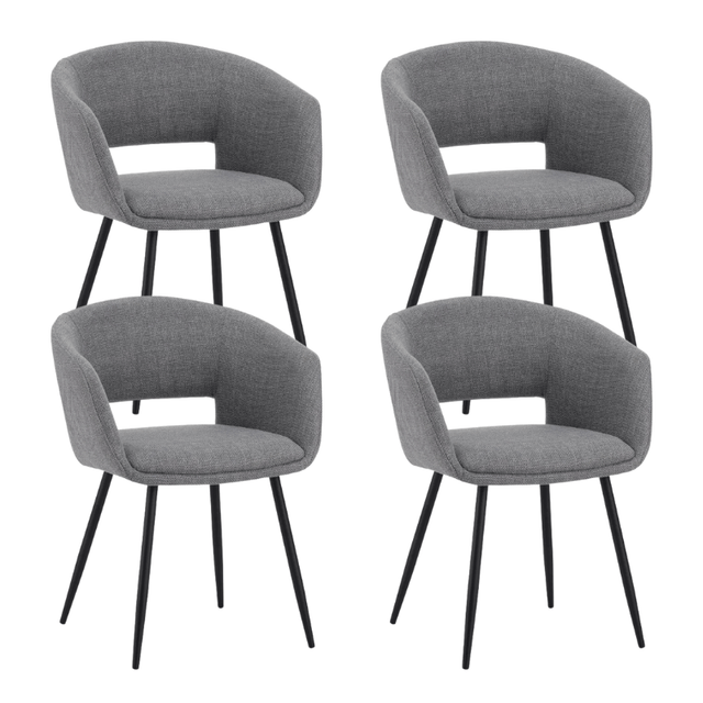 Dining room chairs - Set of 4 Scandinavian Dining room chairs Don Gray Fabric Cup shape - With Armrests - Dimehouse