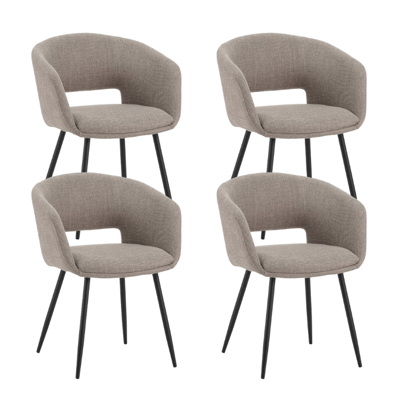Dining room chairs - Set of 4 Scandinavian Dining room chairs Don Taupe Fabric Cup shape - With Armrests - Dimehouse