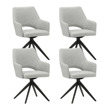 Dining room chairs - Set of 4 Swivel Dining room chairs Sid Light Gray Fabric - With Armrests - Dimehouse