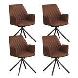 Dining room chairs - Set of 4 Swivel dining room chairs Novan Industrial Brown Fabric - 180° Rotatable - Dimehouse