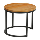 Coffee tables-Set of 2 round coffee tables natural Mango wood - industrial - Rosy-Dimehouse