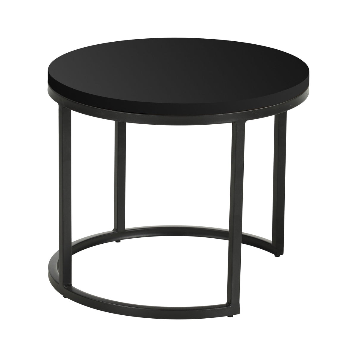 Coffee tables-Set of 2 round coffee tables black Mango wood - industrial - Rosy-Dimehouse