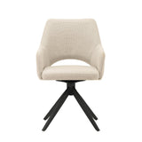 Dining room chairs - Modern Swivel Dining room chair Beige Fabric Sid - With Armrests - Dimehouse