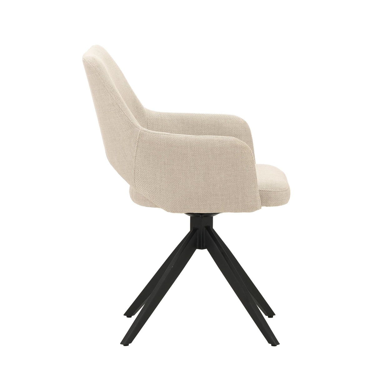 Dining room chairs - Modern Swivel Dining room chair Beige Fabric Sid - With Armrests - Dimehouse