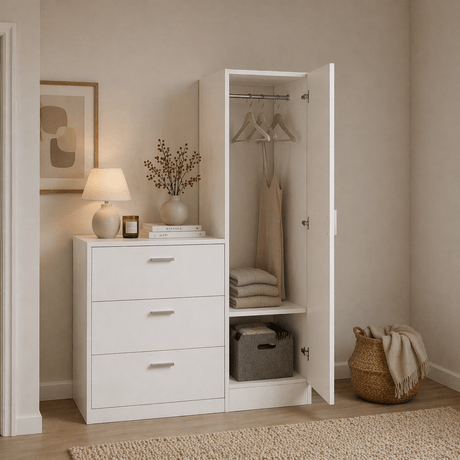 Wall cabinets - Wall cabinet White Melamine - hang and lay - 140x100x47 cm - Jade - Dimehouse