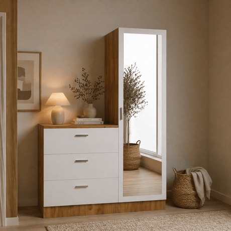 Wall cabinets - Wall cabinet White with pine wood Melamine - hang and lay - 140x100x47 cm - Jade - Dimehouse