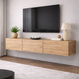 TV Furniture - Floating TV Furniture Beech Melamine - 150x30 cm - West - Dimehouse
