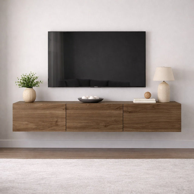 TV Furniture - Floating TV Furniture Walnut Melamine - 150x30 cm - West - Dimehouse