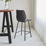 Bar stool Beau chenille Dimehouse Dark gray LxWxH 82x54x52 Fabric Atmospheric photo diagonal rear view