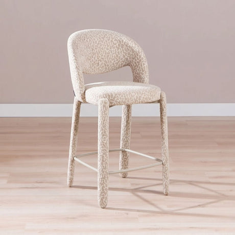 Barkruk Leo taupe leopard 70 cm Bouclé