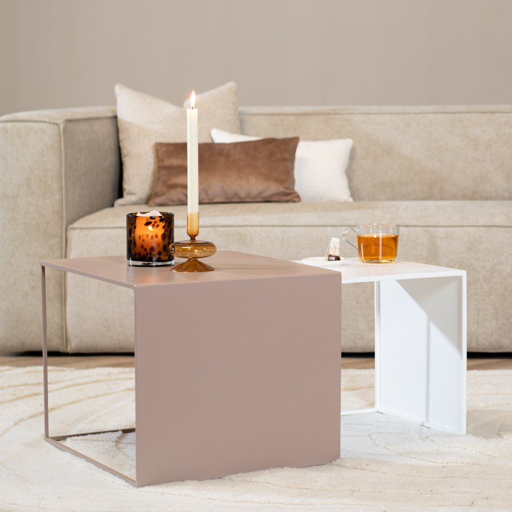 Side table Bianca metal taupe 37 cm high Powder-coated metal