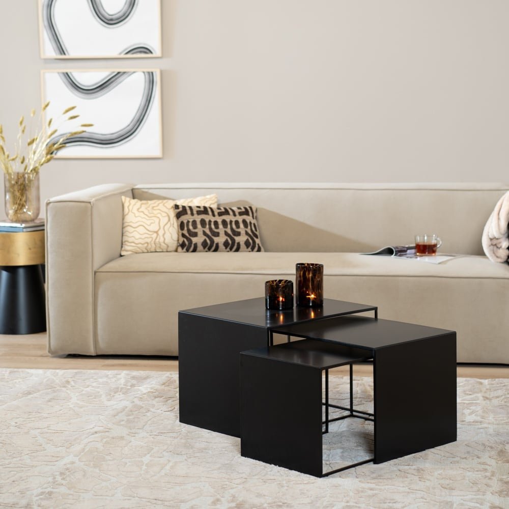 Side table Lucia metal black 34 cm high Powder-coated metal