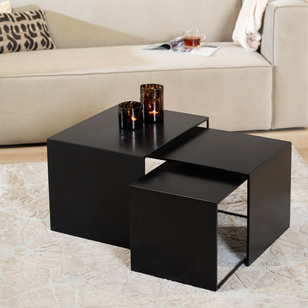 Side table Lucia metal black 34 cm high Powder-coated metal