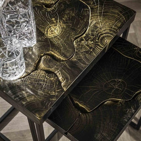 Side table Minette DH Interior Black & gold LxWxH 61x51x38 Teak Atmosphere photo detail