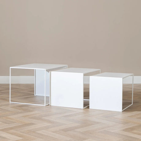 Coffee tables - Side table Bianca metal white 37 cm high Powder-coated metal -Dimehouse