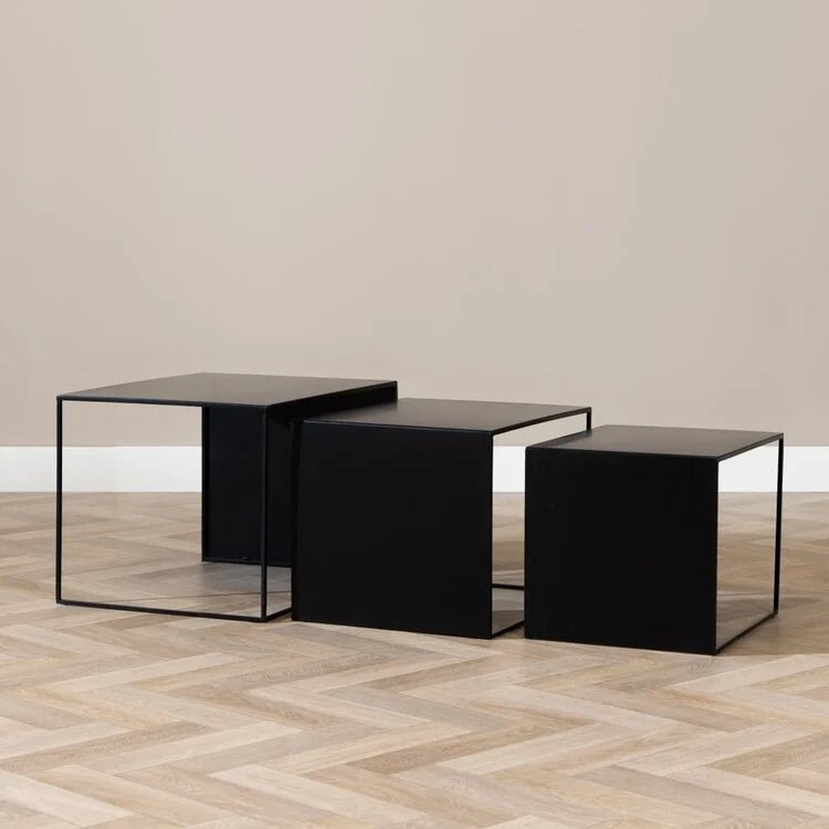 Coffee tables - Side table Lucia metal black 34 cm high Powder-coated metal -Dimehouse