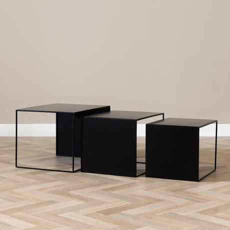 Coffee tables - Side table Lucia metal black 34 cm high Powder-coated metal -Dimehouse