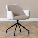 Dining room chairs-Dining room chair with wheels Isak recycled fabric gray Recycled polyester-Dimehouse