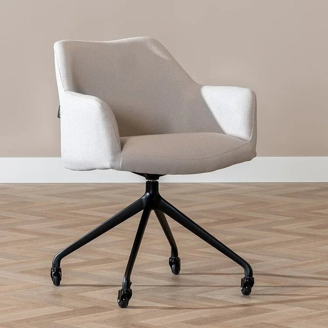 Dining room chairs-Dining room chair with wheels Isak recycled fabric gray Recycled polyester-Dimehouse