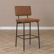 Bar stools-Industrial bar stool Espen cognac eco-leather 64-77 cm 47 cm wide-Dimehouse