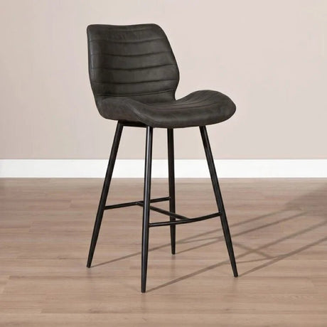 Bar stools-Industrial bar stool Morris anthracite 71 cm Microfibre-Dimehouse