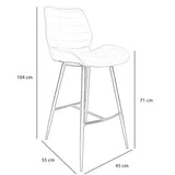 Bar stools-Industrial bar stool Morris anthracite 71 cm Microfibre-Dimehouse