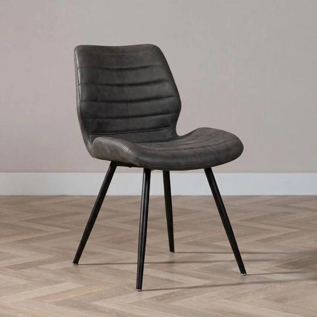 Dining room chairs-Industrial dining room chair Morris anthracite Microfiber-Dimehouse
