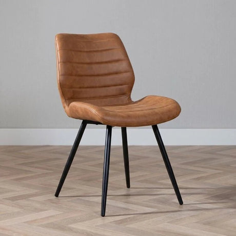 Dining room chairs-Industrial dining room chair Morris cognac Microfiber-Dimehouse