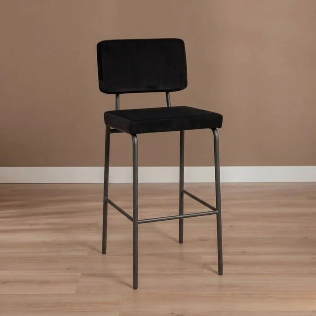 Bar stools-Velvet bar stool Aspen black 64-77 cm 47 cm wide-Dimehouse