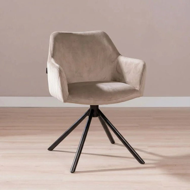 Dining room chairs-Velvet dining room chair Furtado swivel taupe-Dimehouse