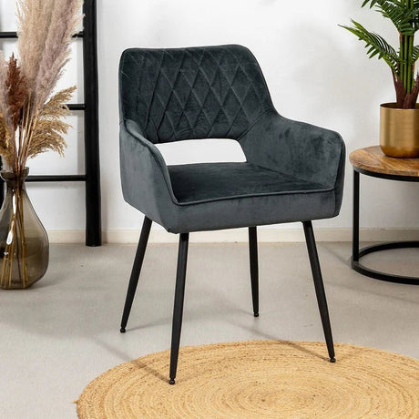 Dining room chairs-Velvet dining room chair Mika anthracite-Dimehouse