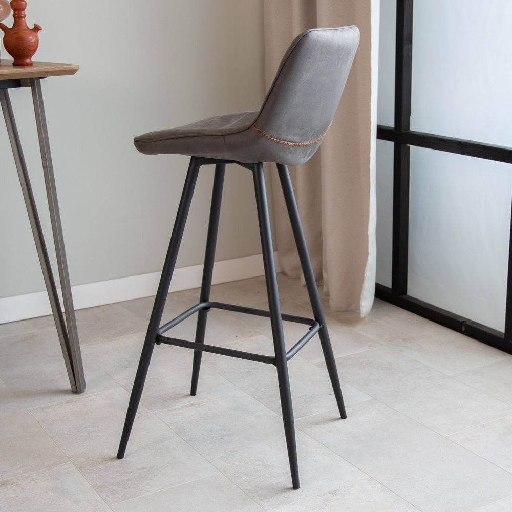 Barstool Kenton Dimehouse Anthracite LxWxH 84x54x49 Microfiber Atmospheric photo diagonal rear view