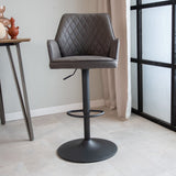 Bar stool Novan microfibre Dimehouse Anthracite LxWxH 73x57x44 Fabric Atmospheric photo diagonal front view