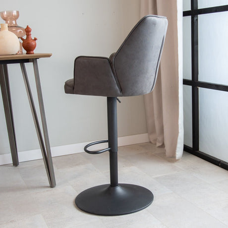 Bar stool Novan microfibre Dimehouse Anthracite LxWxH 73x57x44 Fabric Atmospheric photo side view