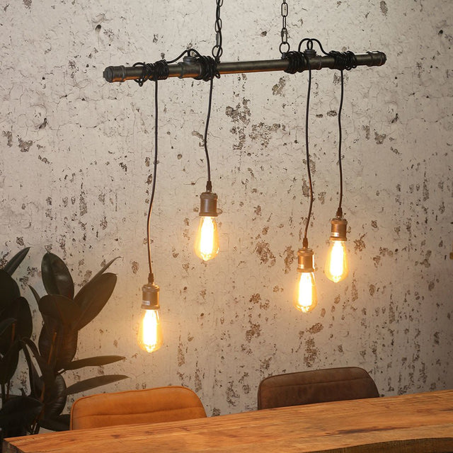 Hanging lamp Bray Dimehouse Gray LxWxH 89x15x8 Metal Atmospheric photo diagonal front view