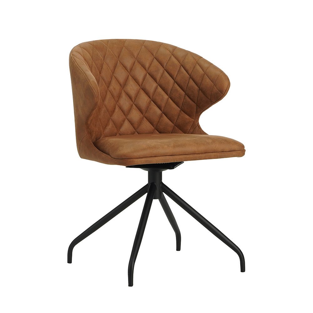 Dining room chair Eloi Dimehouse Cognac LxWxH 58x58x54 Fabric White photo diagonal front view